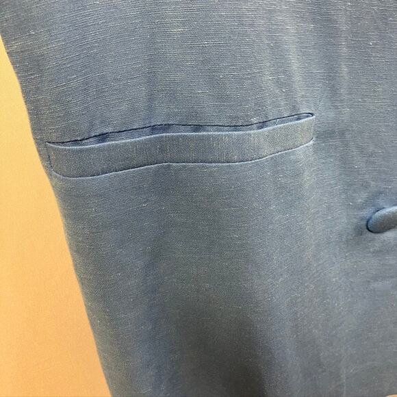 Steve Madden Women's Baldwin Blazer L Blue Rayon Linen Spring 90's Boxy Relaxed - Picture 7 of 16